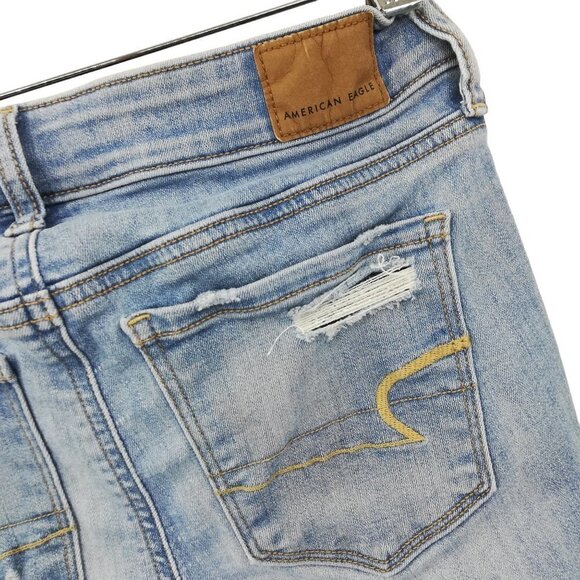 American Eagle Jegging Crop Distressed Light Wash Jeans Size 2 Fray Raw Hem - Picture 9 of 15